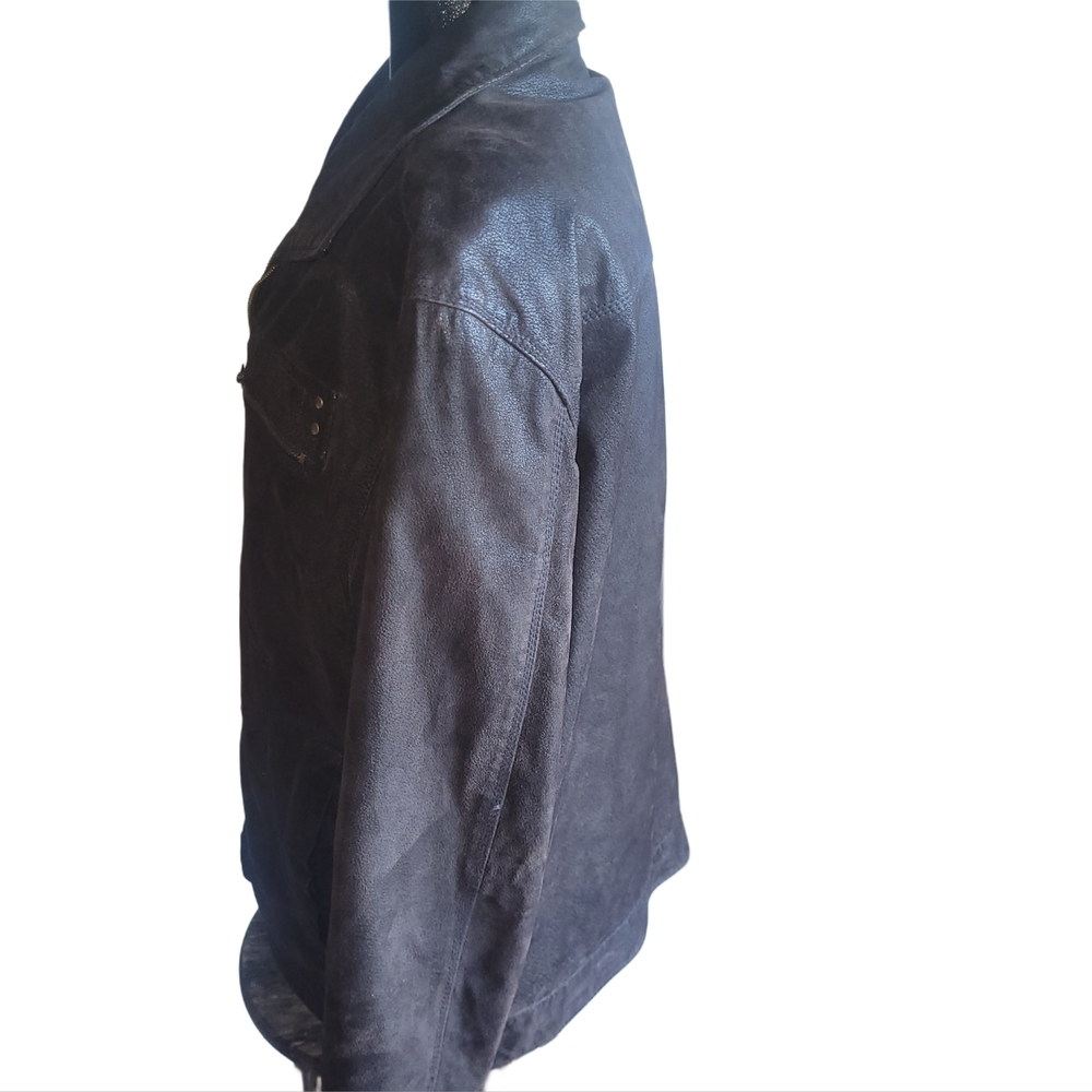 Idao Men's Dark Brown Suede Leather Jacket With Removable Lining Size L - Picture 6 of 9